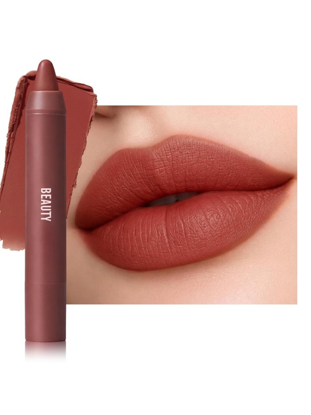 Women's E09# Terracotta Rose 24 Hour Long-lasting Rose Matte Lipstick Crayon